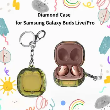 Чехол для Наушников Samsung Galaxy Buds Live/Pro Diamond Защитный Чехол Для Наушников Жесткий Чехол с Брелоком Аксессуары Для Наушников