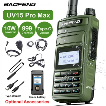 Baofeng UV15 Pro Max Портативная Рация 10 Вт Высокой мощности Дальнего Действия Двухдиапазонный FM 999 Каналов Ручной Приемопередатчик P15UV Двухстороннее Радио