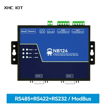 Изолированный 2-канальный последовательный сервер XHCIOT NB124 RS232/422/485 RJ45 Modbus Шлюз TCP/UDP/MQTT по команде AT Встроенный Сторожевой таймер
