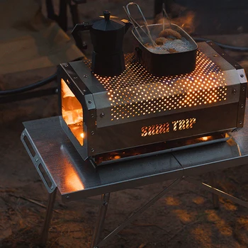 Походная плита ShineTrip на открытом воздухе Дровяная печь Нагревательная плита из нержавеющей стали Гриль для костра для приготовления пищи на открытом воздухе Кемпинг