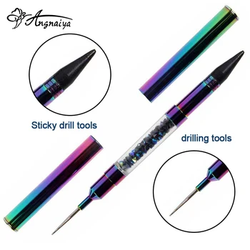 ANGNYA Новая ослепительная цветная двусторонняя ручка для разметки ногтей, карандаш, аксессуары из бисера, набор восковых карандашей, инструмент для маникюра 