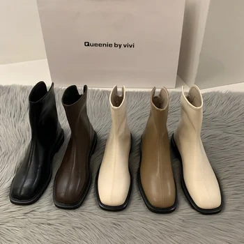 RYAMAG/ Белые ботильоны; Женские ботинки Marton на платформе и молнии; Коллекция 2022 года; Осенняя резина; Летние женские туфли в стиле 