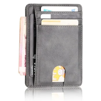 Тонкий RFID Блокирующий Кожаный кошелек Держатель кредитной ID Карты Кошелек Чехол для денег Противоугонный чехол для мужчин Женщин Мужские модные сумки